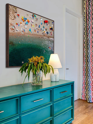"Packed Beach" Floater Framed Painting Print on Canvas, 32"x32"