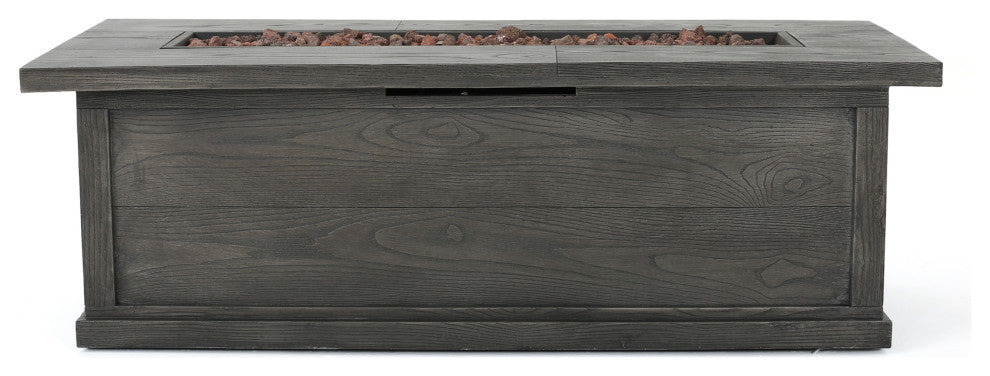 Lecanto Outdoor 50,000 BTU Rectangular Fire Pit, No Tank Holder, Gray Wood Patt