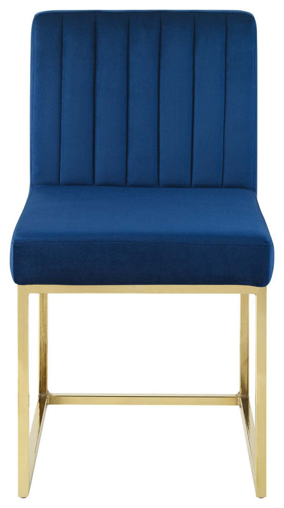 Carriage Dining Chair Performance Velvet Set of 2-Gold Navy