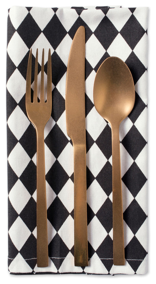 DII Black And Cream Harelquin Print Napkin, Set of 6