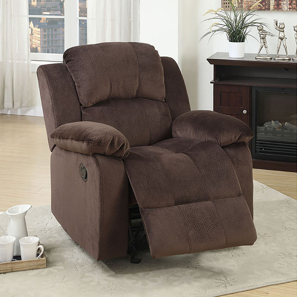 Padded Suede Rocker Recliner, Chocolate