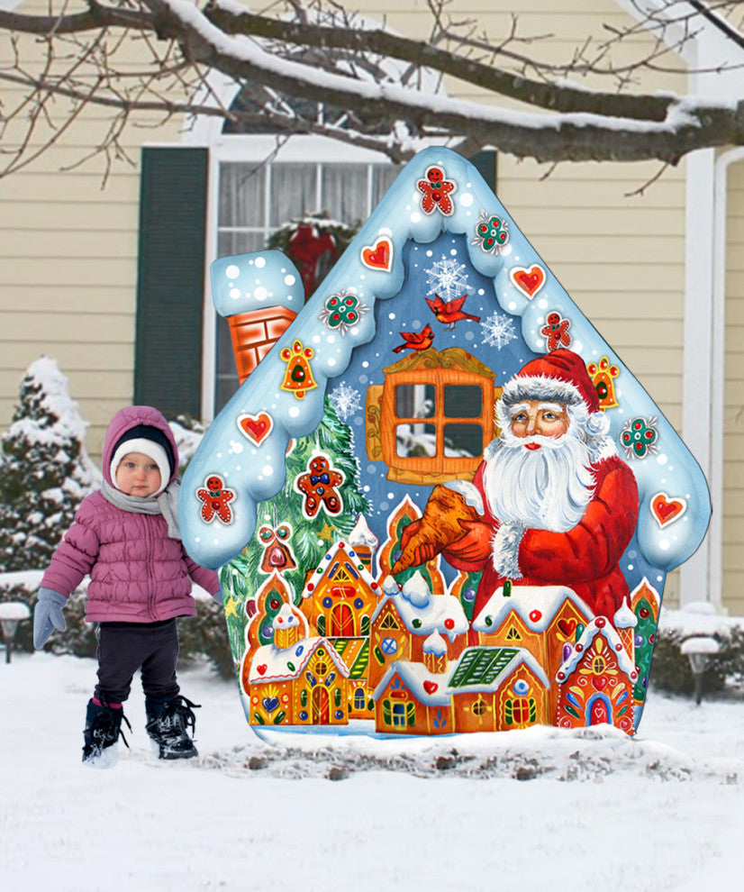 Gingerbread House Freestanding Wooden Lawn Decor