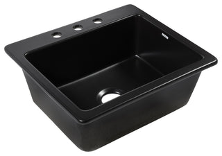 Jackson Matte Black Fireclay 25" Single Bowl Drop-In Kitchen Sink with 3 Holes