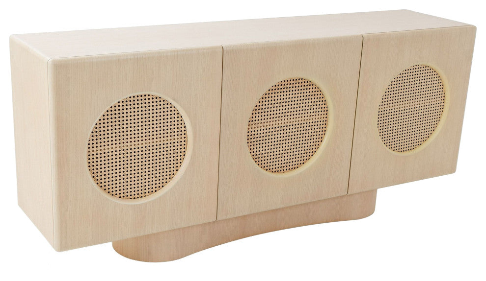 Kyoto Cane Buffet, Natural Ash Rattan Dining Buffet Table Sideboard