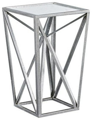 Zee Silver Angular Mirror Accent Table, Gold, Silver