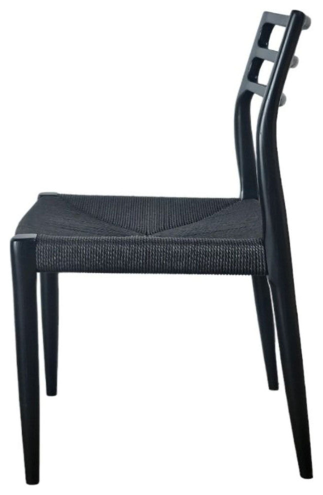 Java Ash Wood Dining Chair, Set of 2, Black