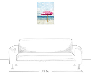 Pink Beach Umbrella 18x24 Canvas Wall Art