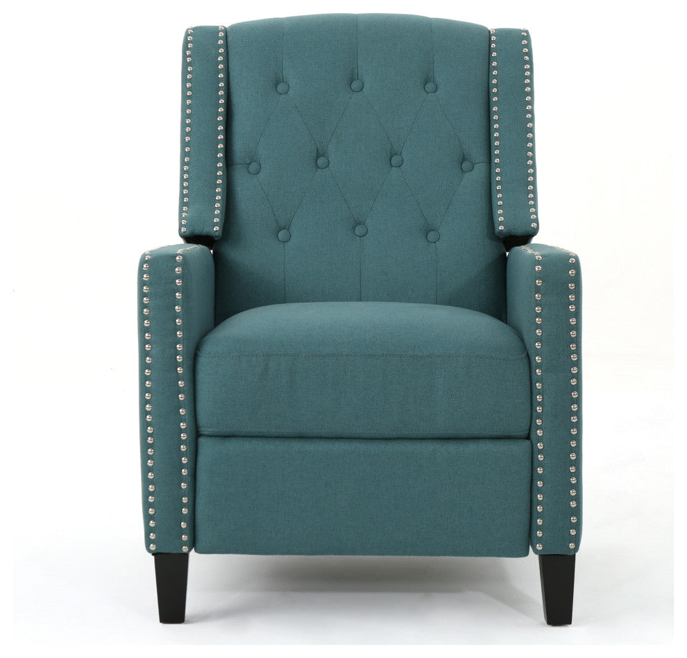 GDF Studio Izaak Tufted Back Fabric Recliner Chair, Dark Teal