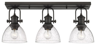 Hines 3-Light Bath Vanity, Rubbed Bronze, Seeded Glass