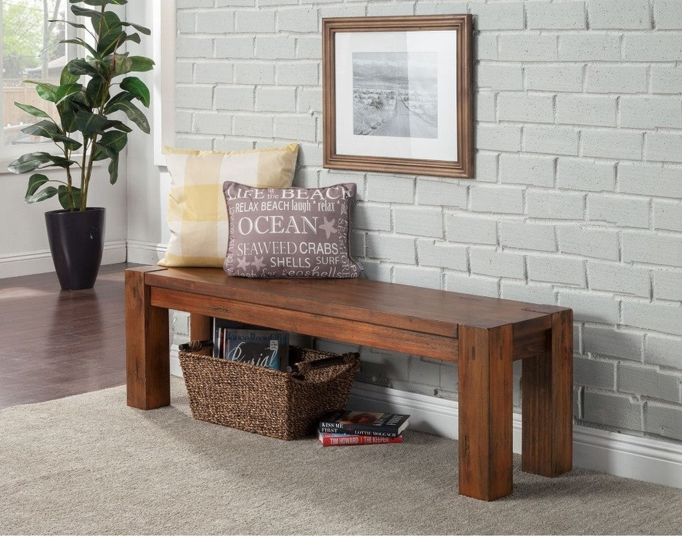Mahogany Wood Dining Bench, Brown