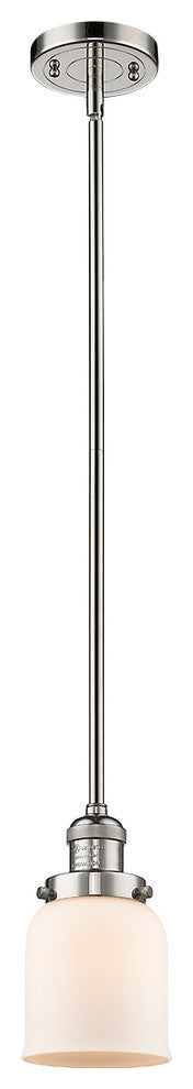 Small Bell 1-Light LED Pendant, Polished Nickel, Glass: Matte White Cased