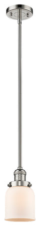 Small Bell 1-Light LED Pendant, Polished Nickel, Glass: Matte White Cased