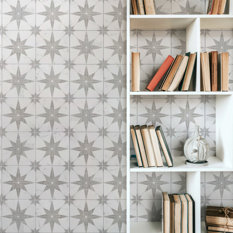Llama Stella Loire Porcelain Floor and Wall Tile, Noce, Silver