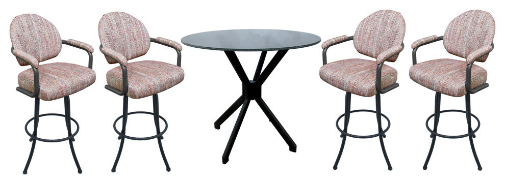 Swivel Counter Metal Pub Set - M-70 Stools 26" or 30", Watusi Madder - Black, 30", Crackle Glass