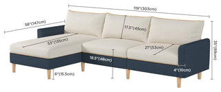 L-Shaped Linen Sectional Sofa with High-Elasticity Cotton Backrest