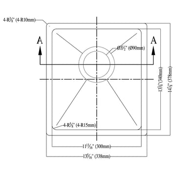 Dawn BS121307-N Undermount Single Bowl Bar Sink
