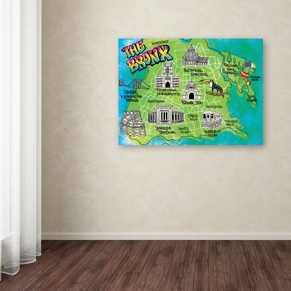 Elizabeth Caldwell 'Bronx Map' Canvas Art, 19x14
