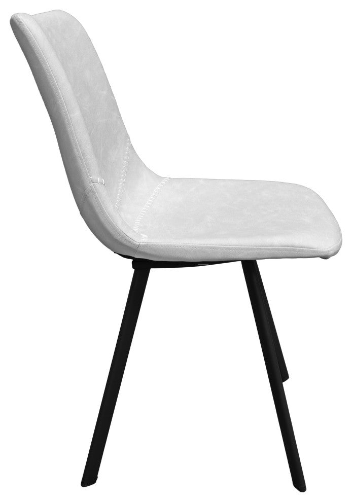 Markley Modern Leather Dining Chair With Metal Legs Set of 2, Light Gray