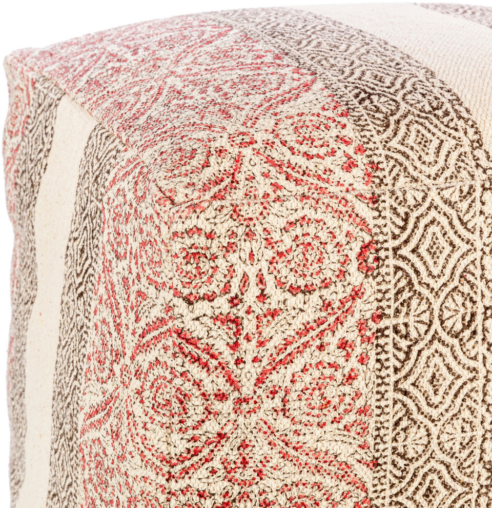 Surya Prisha Light Beige Pouf 18"H X 18"W X 18"D