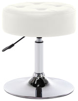 Round Swivel Faux Leather Vanity Stool, White, Standard