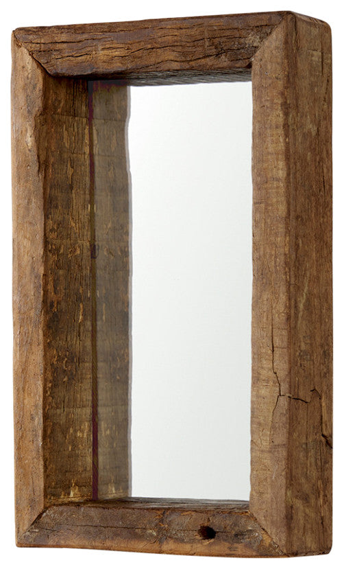 Gervaise Brown Solid Wood Frame Rectangular Wall Mirror, 12" x 7"