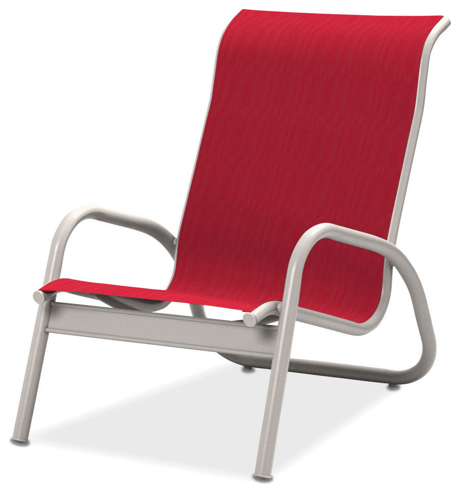 Gardenella Sling Stacking Poolside Chair, Textured White, Red