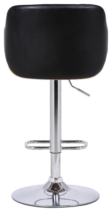 Toby Contemporary Adjustable Barstool in Chrome Finish with Black Faux Leather