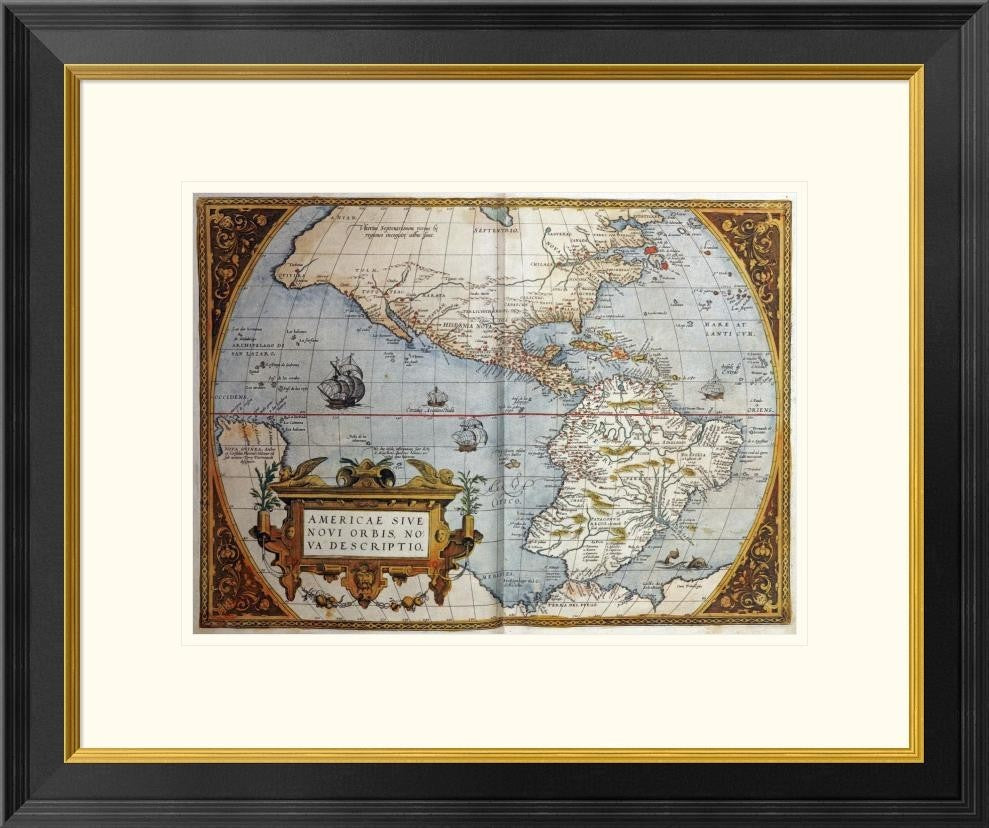 "Map of America From Theatrum Orbis Terrarum"  by Abraham Ortelius, 26x22"