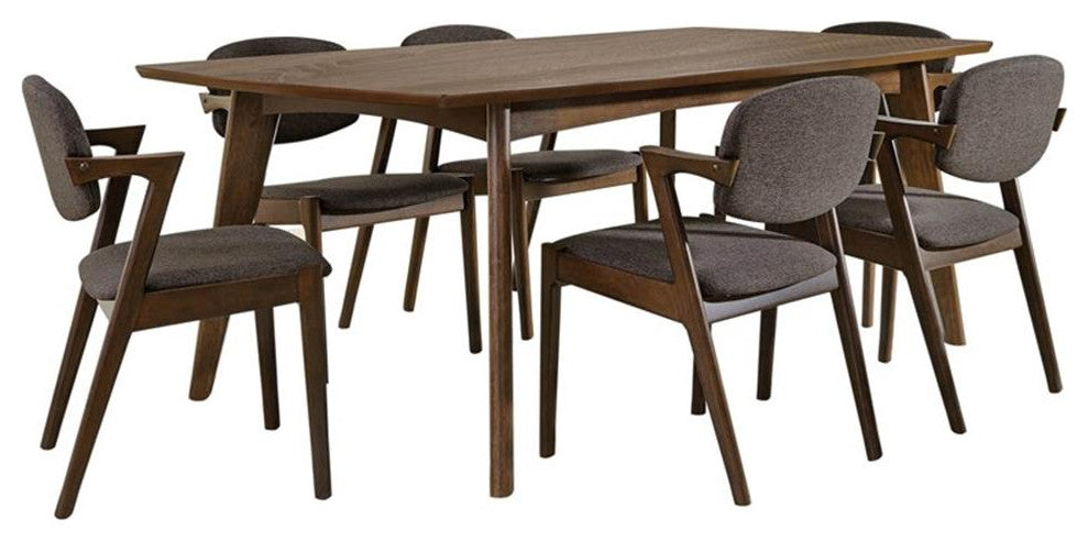 Bowery Hill 7-piece Rectangular Wood Dining Set Dark Walnut and Gray