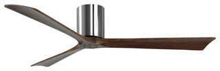 Irene-3 60" Hugger Ceiling Fan, Polished Chrome With Walnut Blades
