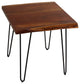 Bare Decor Nunavut Square End Table Wood Live Top With Black Metal Hairpin Legs