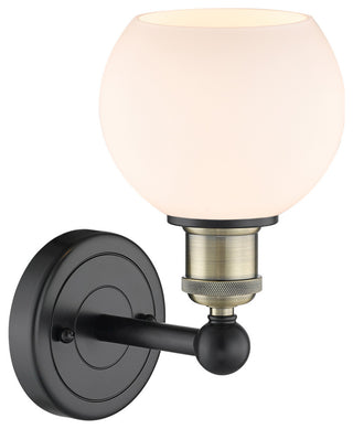 Edison Athens 1-Light 6" Sconce, Black Antique Brass, Matte White