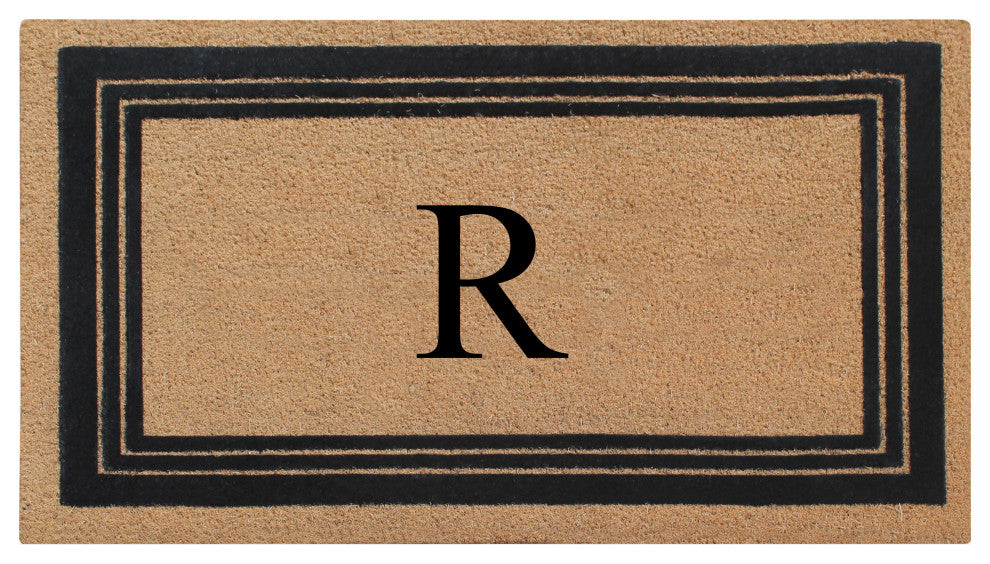 A1HC Natural Coir Monogrammed Entrance Flock Outdoor Durable Doormat 24" X 39",