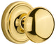 Classic Rosette Passage New York Knob, Polished Brass