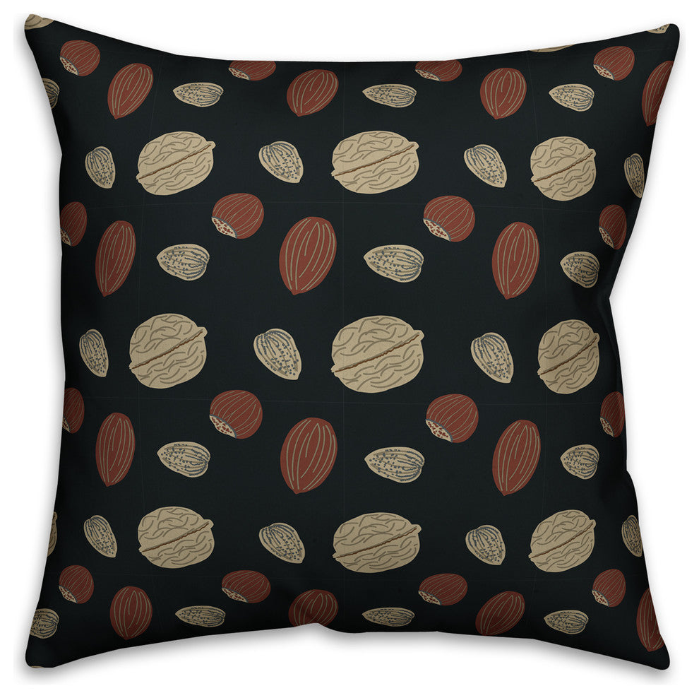 Brown Nut Assortment Throw Pillow, 16"x16"