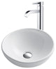 Elavo Round Ceramic Vessel Sink, Bathroom Ramus Faucet, PU Drain, Chrome
