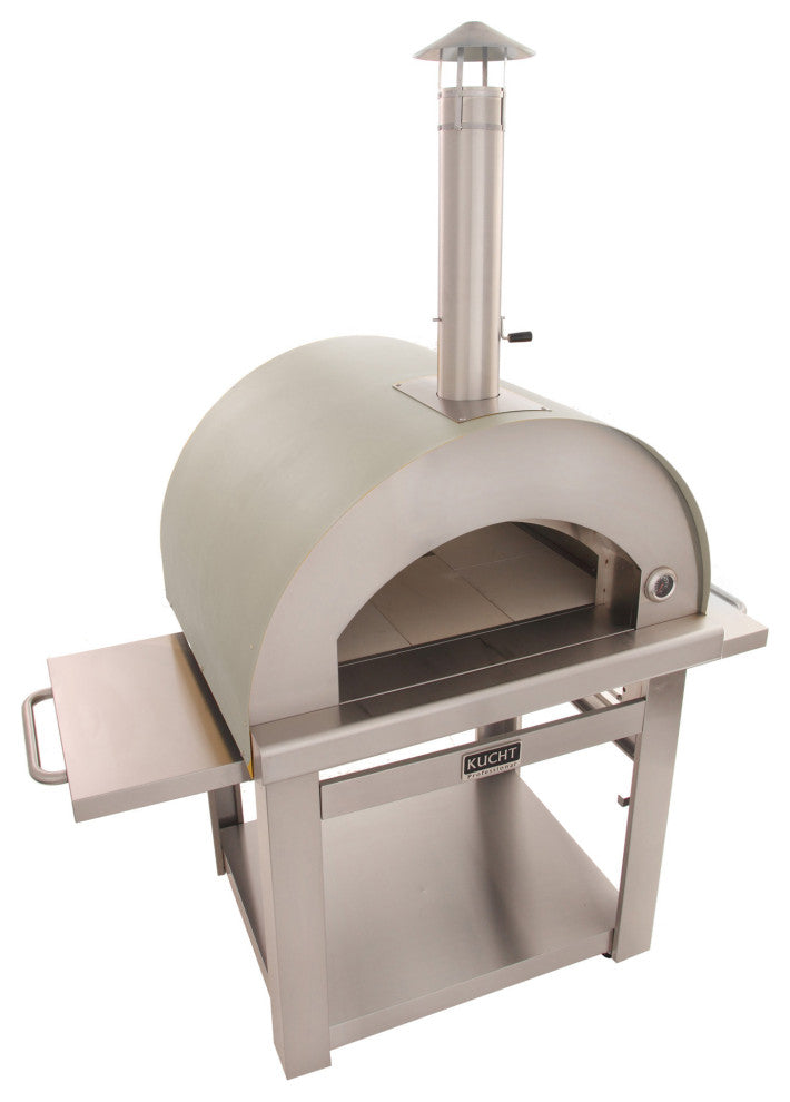 Outdoor Wood Fired Gas Pizza Oven, Silver