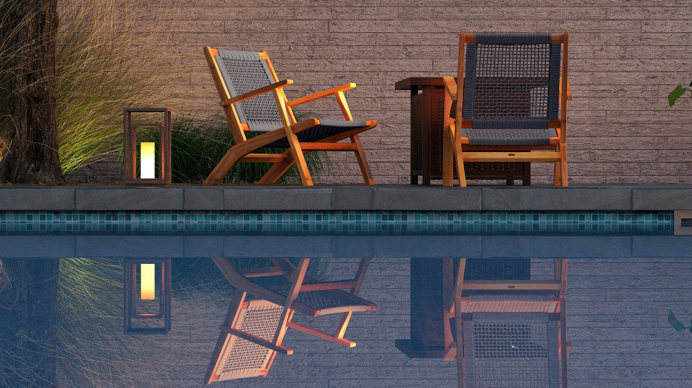 Vega Natural Stain Outdoor Chair in Gray Cording