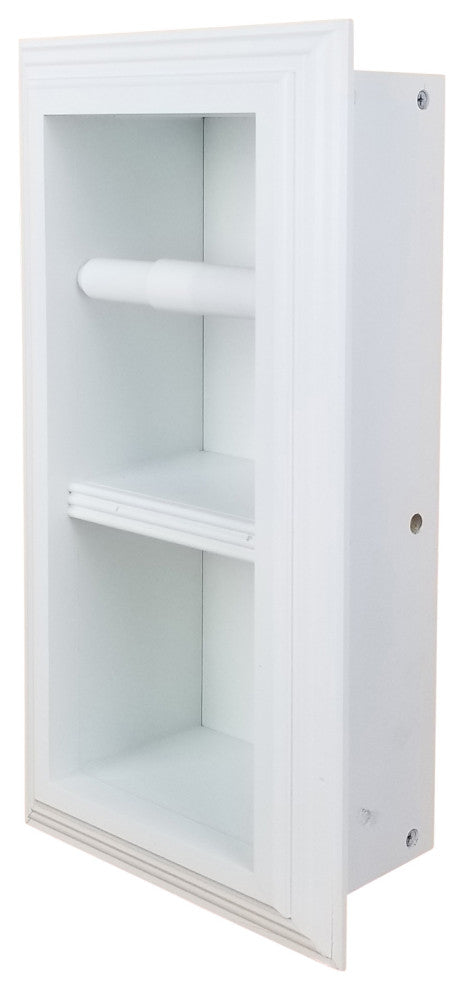 Bayshore Recessed Solid Wood Double Toilet Paper Holder 7 X 14.5, White Enamel