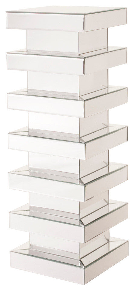 Howard Elliott Stepped Mirror On Mirror Stepped Pedestal, Tall