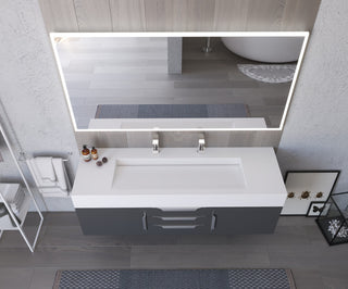 CastelloUSA Alpine 60" Wall Mounted Vanity, Base Only, Black, Brushed Nickel