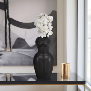 Dol, 12"H Torso Vase, Black