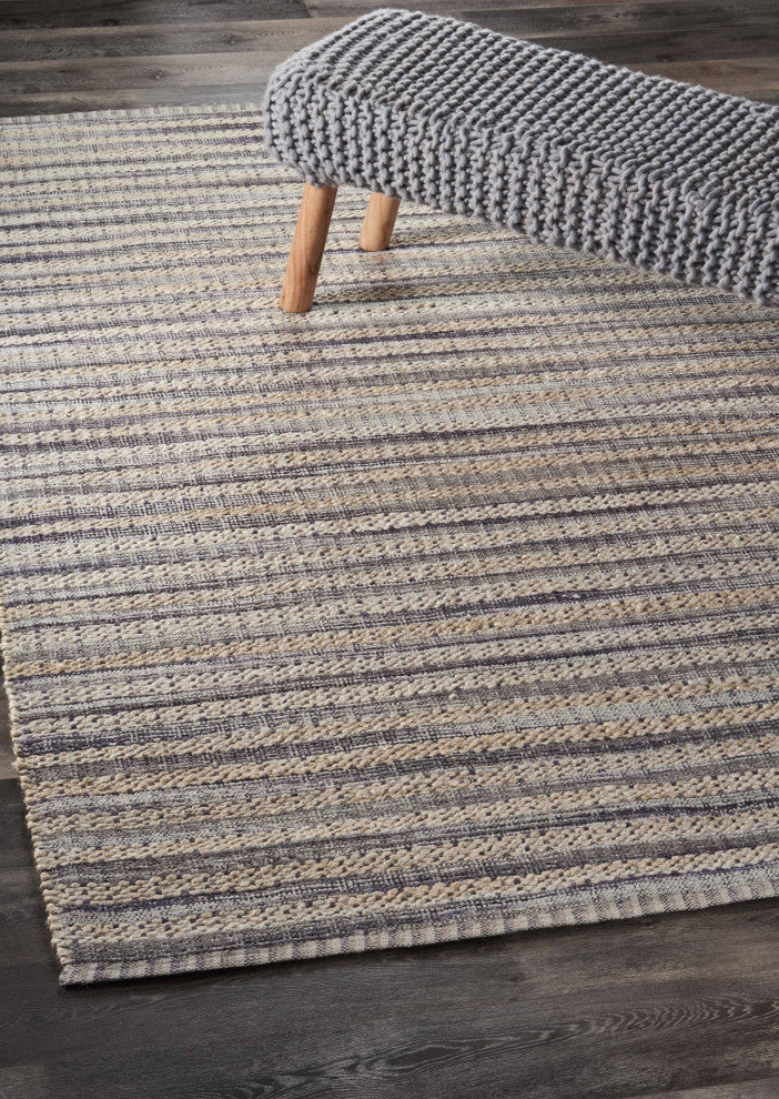 5" x 8" Brown and Gray Striped Area Rug