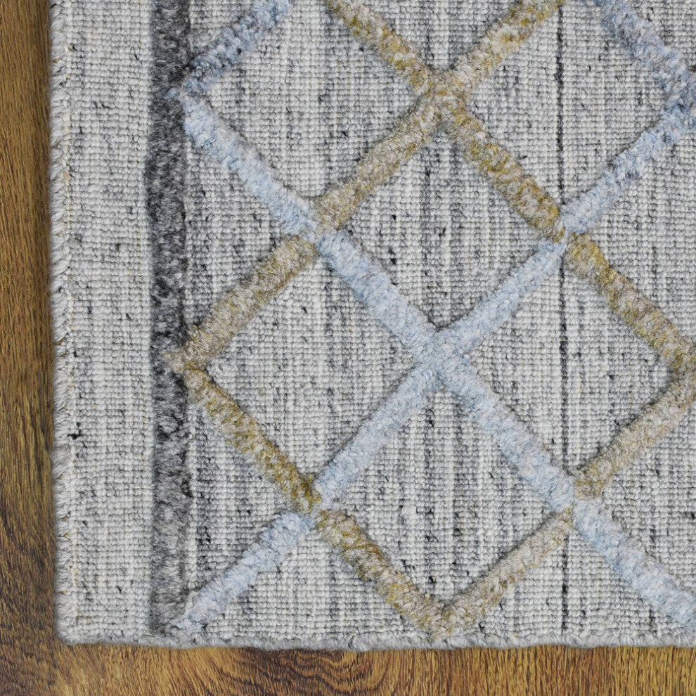 HAND WOVEN FLAT WEAVE KILIM POLYESTER RUG-Rectangle,Gray Multicolor,Contemporary, [Rectangle] 4'x6'