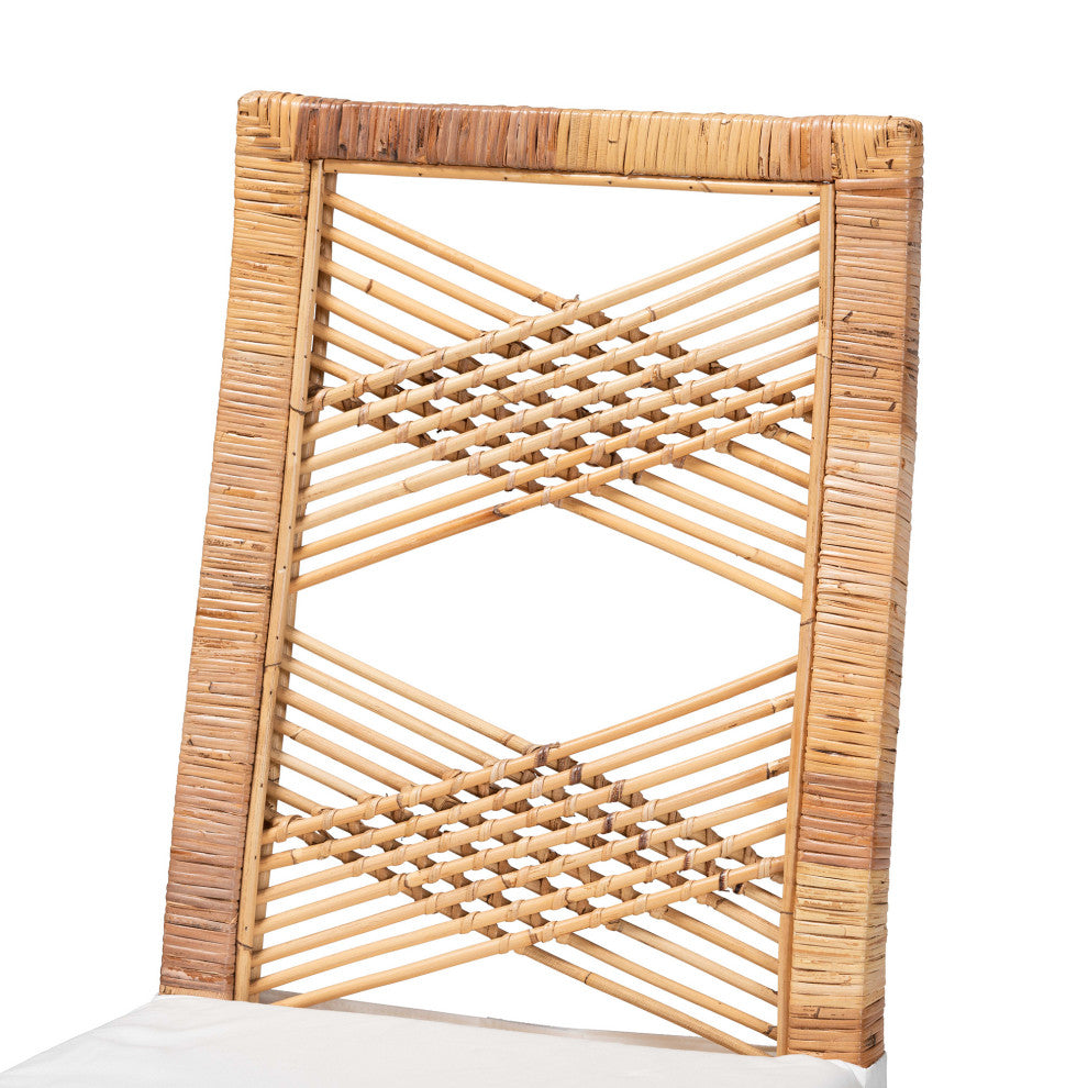 Poltak Modern Bohemian Natural Brown Rattan 2-Piece Dining Chair Set