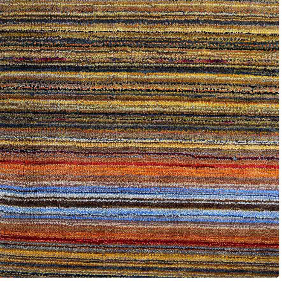 HAND KNOTTED LOOM WOOL ECO-FRIENDLY AREA RUGS - Rectangle, Multicolor, Striped