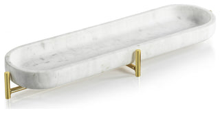 Pordenone Marble Tray on Metal Stand, Small