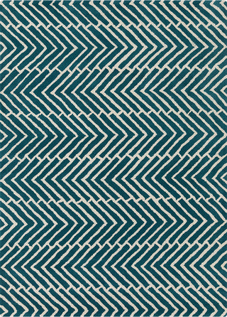 Davin Contemporary Area Rug, Blue and White, 5'x7'