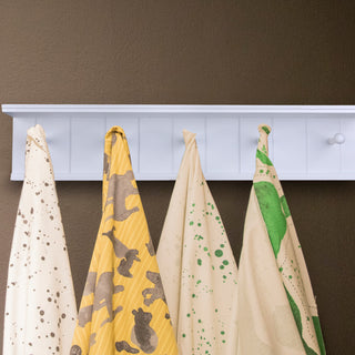 Danya B. 24" Wall Mount Wooden Coat Rack With Hooks and Display Shelf White