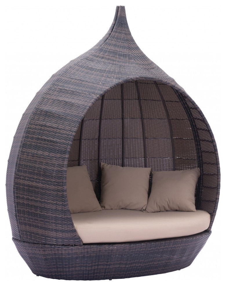 Teardrop Shaped Brown and Beige Daybed